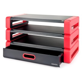 Soporte deluxe para monitores rojo con cajón 2