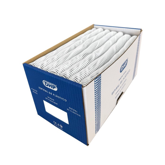 Espiral Plástico 6:1, 16 mm, A4, C/100, 2. Blanco